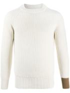 Lc23 Contrast Cuff Knitted Jumper - White