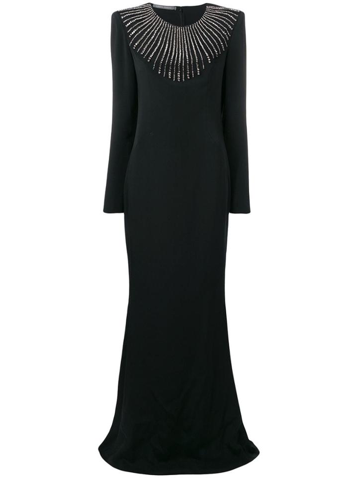 Alberta Ferretti Embellished Evening Dress - Black