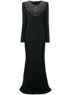 Alberta Ferretti Embellished Evening Dress - Black