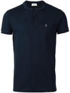 Saint Laurent Band Collar Polo Shirt, Men's, Size: Xs, Blue, Cotton