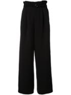 G.v.g.v. Textured Pleated Wide Trousers, Women's, Size: 34, Black, Artificial Leather/polyester