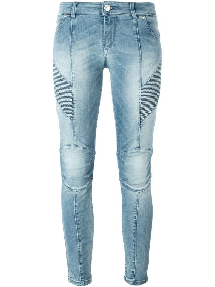 Pierre Balmain Biker Jeans, Women's, Size: 24, Blue, Cotton/spandex/elastane