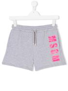 Msgm Kids Side Logo Drawstring Shorts - Grey