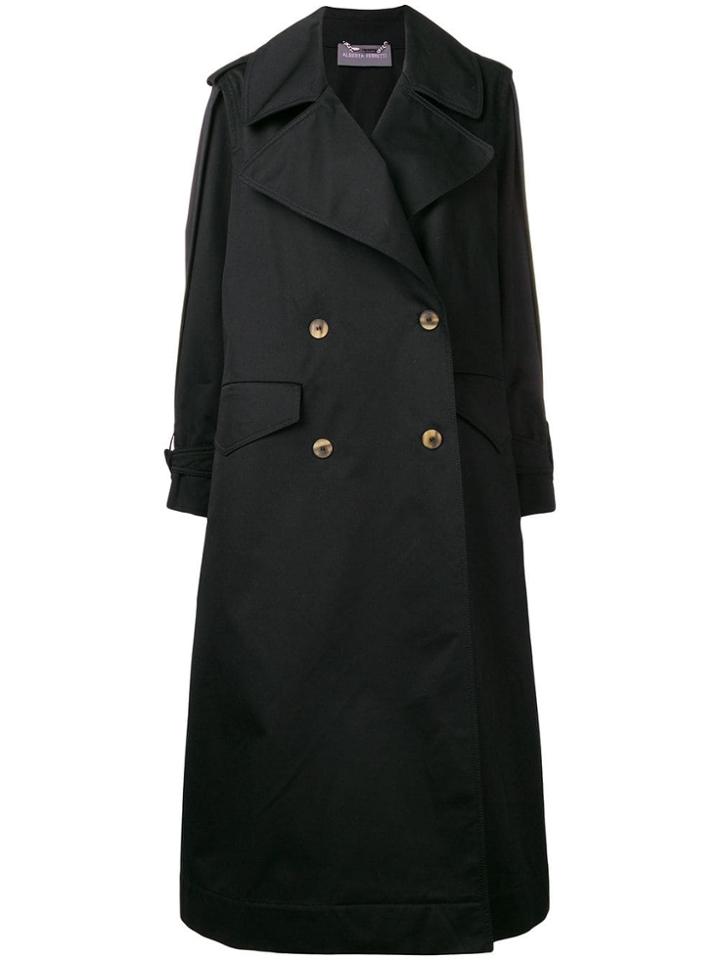 Alberta Ferretti Double Breasted Trench Coat - Black