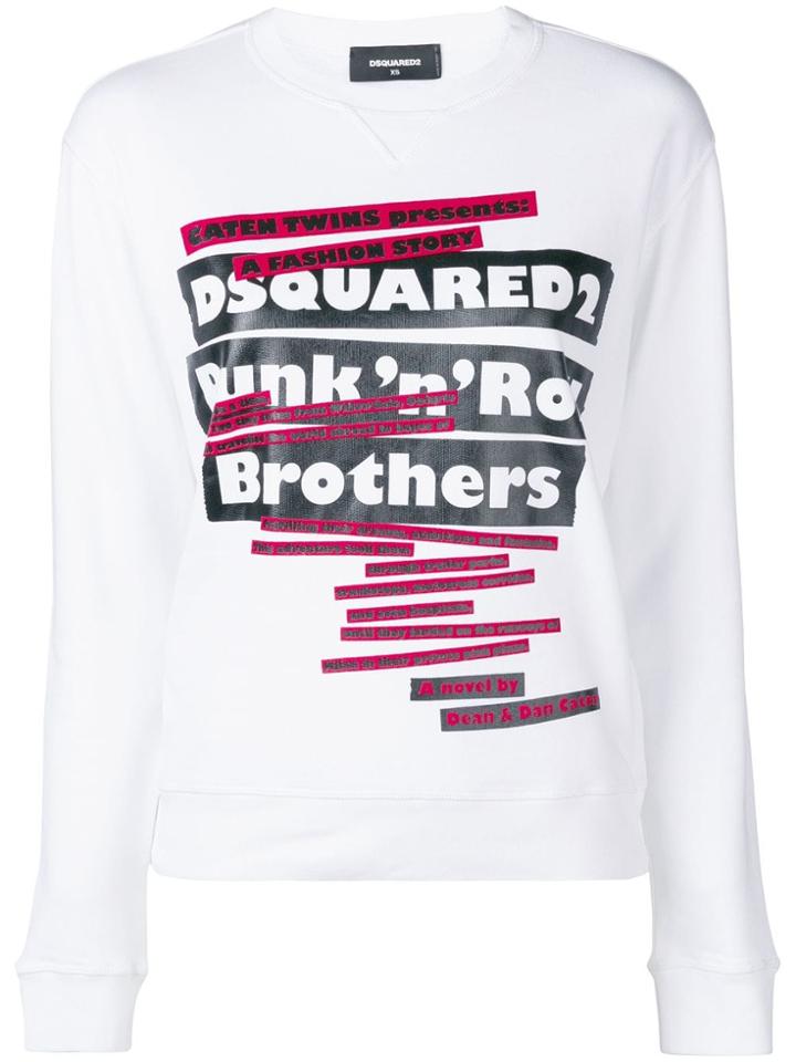 Dsquared2 'punk N Roll Brothers' Print Sweater - White