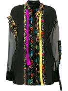 Versace Mixed Floral Print Ruffle Dress - Black