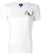 Armani Jeans Chest Logo Print T-shirt, Women's, Size: 44, White, Cotton/spandex/elastane