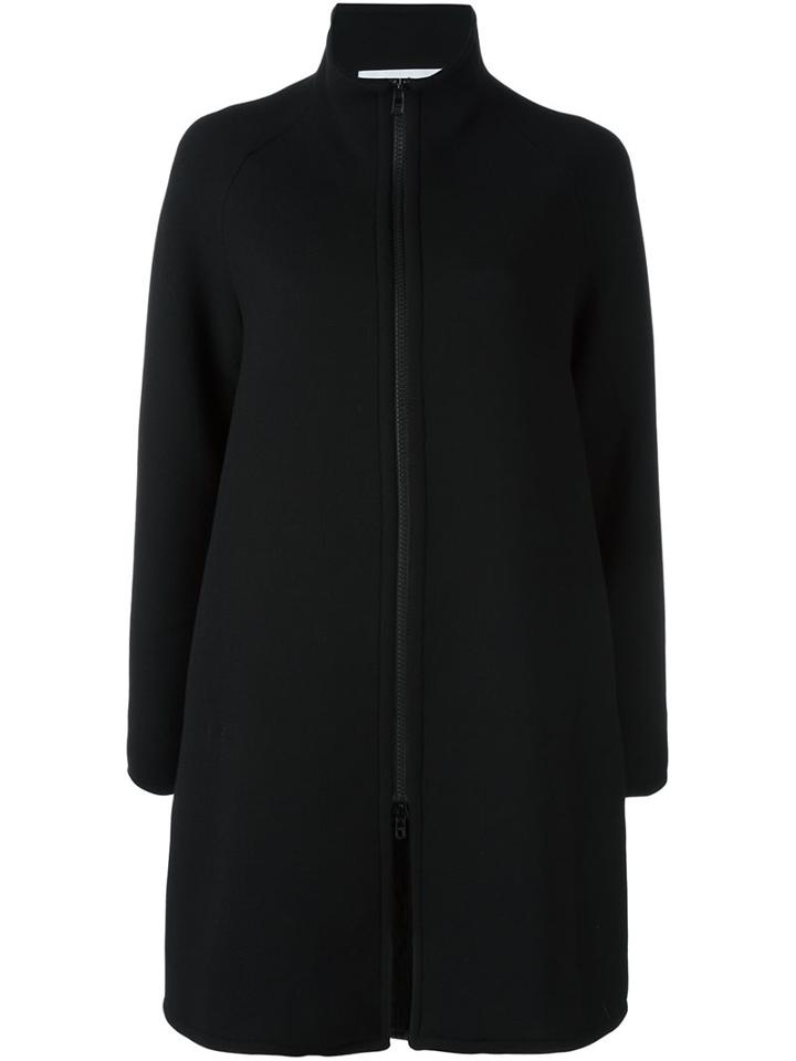 Gianluca Capannolo Zip Up Oversized Coat, Women's, Size: 42, Black, Polyamide/spandex/elastane/virgin Wool