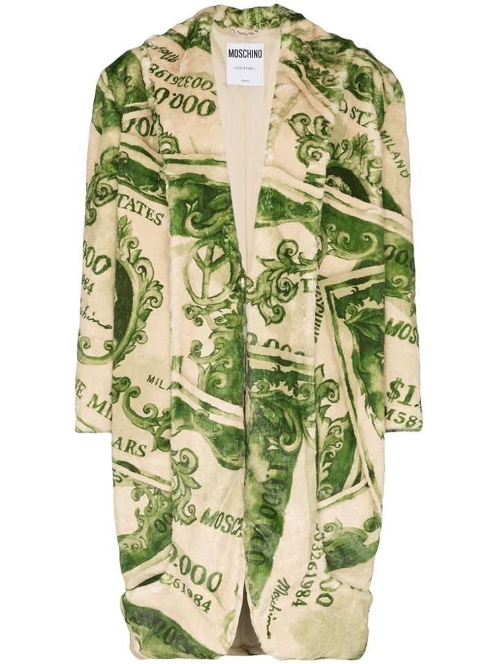 Moschino Dollar Bill Patterned Coat - Green