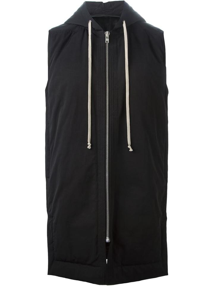 Rick Owens Sleeveless Hoodie, Men's, Size: 50, Black, Cotton/polyamide/feather Down