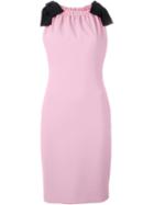 Moschino Bow Shoulder Dress, Women's, Size: 42, Pink/purple, Triacetate/polyester/silk/spandex/elastane