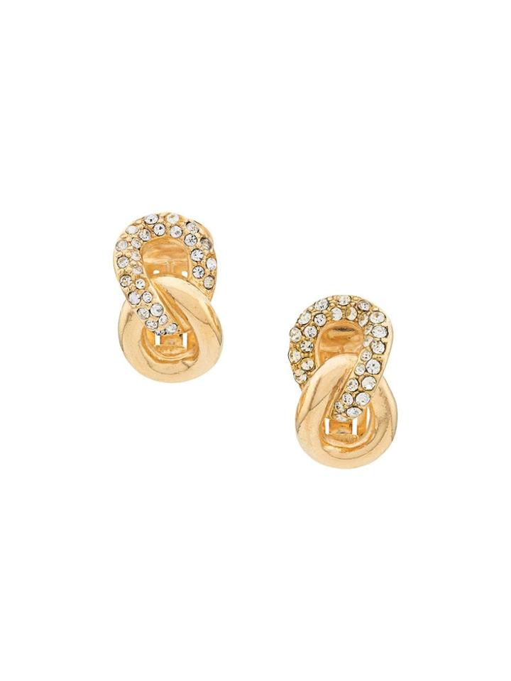 Christian Dior Pre-owned 1980's Knot Design Clip On Earrings - Gold