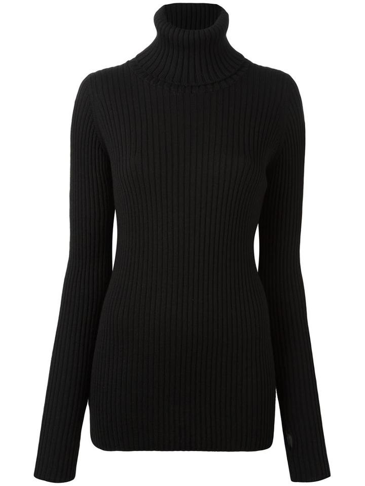 Erika Cavallini Turtleneck Ribbed Jumper, Women's, Size: Small, Black, Acrylic/wool