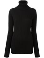 Erika Cavallini Turtleneck Ribbed Jumper, Women's, Size: Small, Black, Acrylic/wool