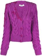 Almaz Velvet Detail Cardigan - Purple