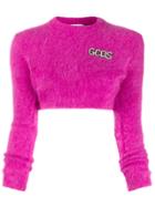 Gcds Cropped Logo Sweater - Pink