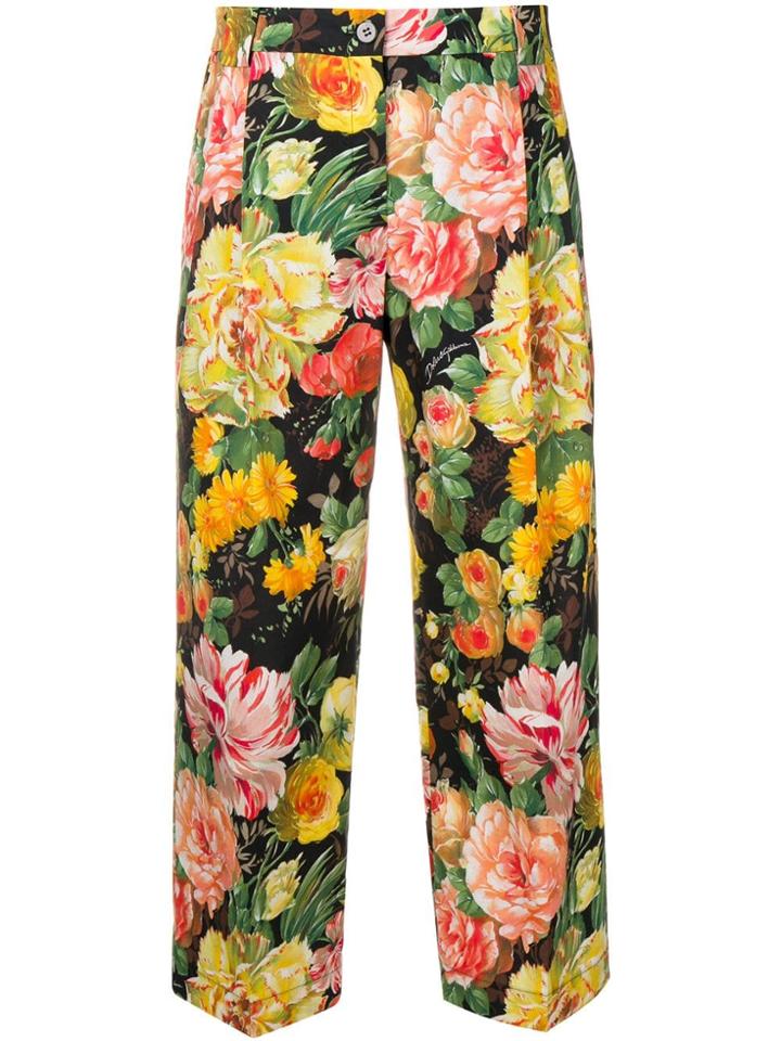 Dolce & Gabbana Floral Cropped Trousers - Black