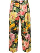 Dolce & Gabbana Floral Cropped Trousers - Black