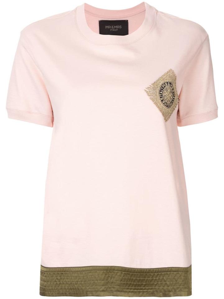 Mr & Mrs Italy Logo Embroidered T-shirt - Pink