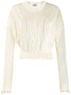 Acne Studios Frayed Cable Knit Jumper - White