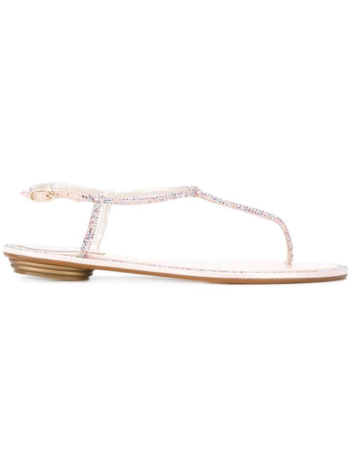 René Caovilla Embellished Sandals - Pink & Purple