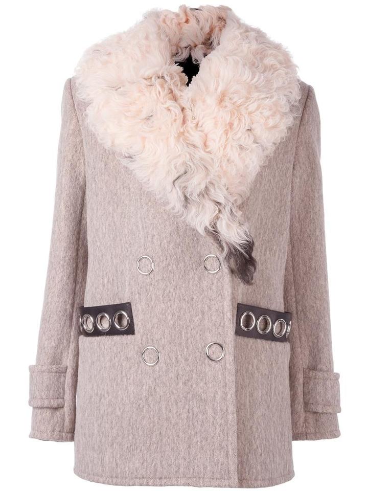 Grommet Embellished Peacoat, Women's, Size: 4, Pink/purple, Lamb Skin/nylon/polyester/lamb Fur, Alexander Wang
