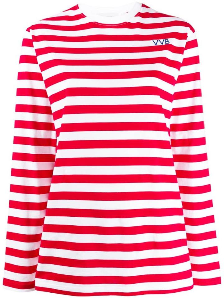 Victoria Victoria Beckham Striped Long-sleeved T-shirt - Red
