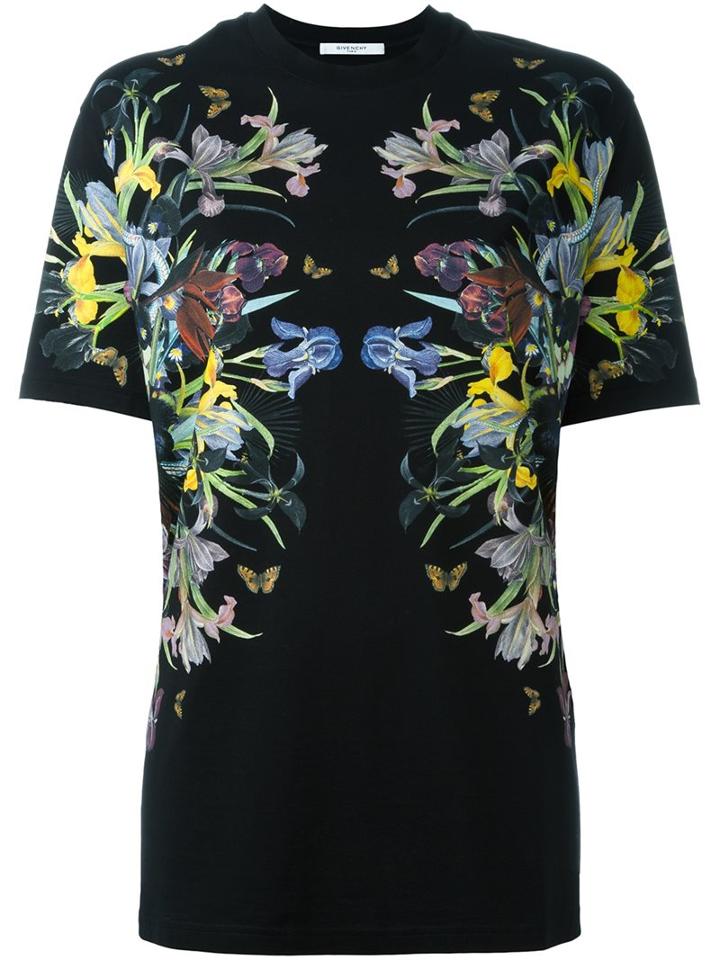 Givenchy Floral Print T-shirt, Women's, Size: Medium, Black, Cotton