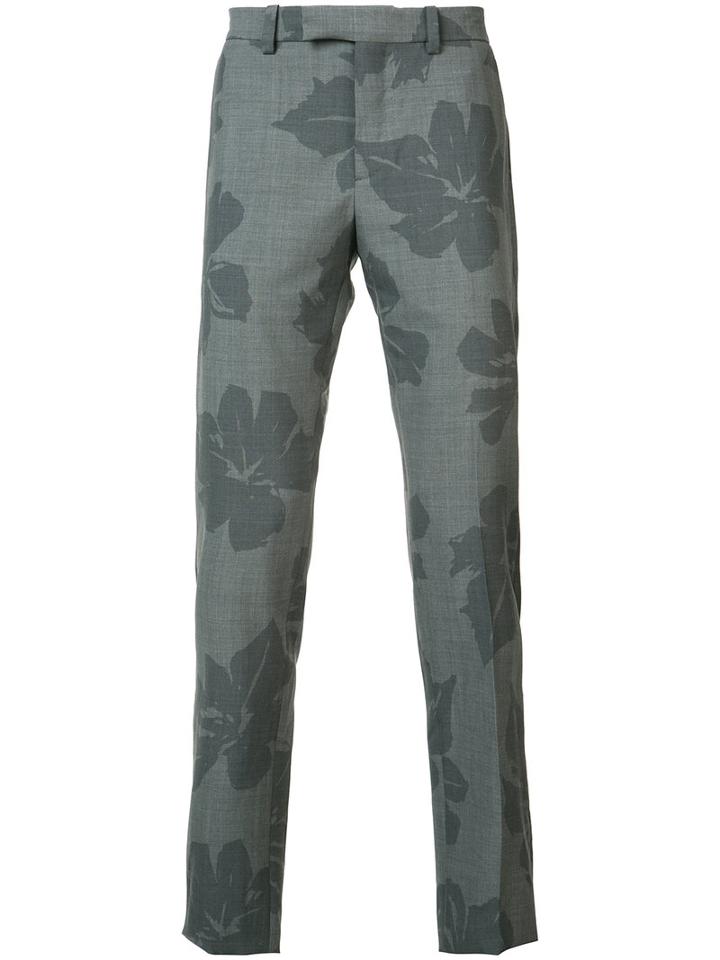 Oamc - Floral Print Chino Trousers - Men - Cotton/cupro/virgin Wool - 46, Grey, Cotton/cupro/virgin Wool