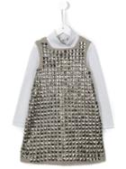 Quis Quis Longsleeved Studded Dress, Girl's, Size: 12 Yrs, Nude/neutrals