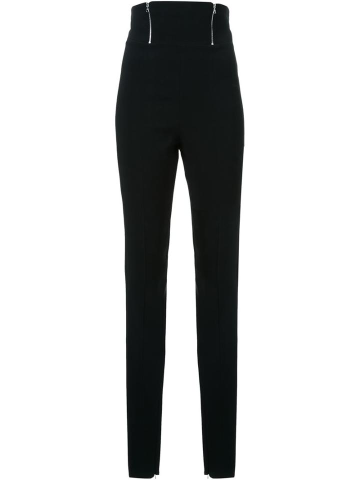 David Koma High Waisted Zip Detail Trousers, Women's, Size: 12, Black, Spandex/elastane/acetate/viscose