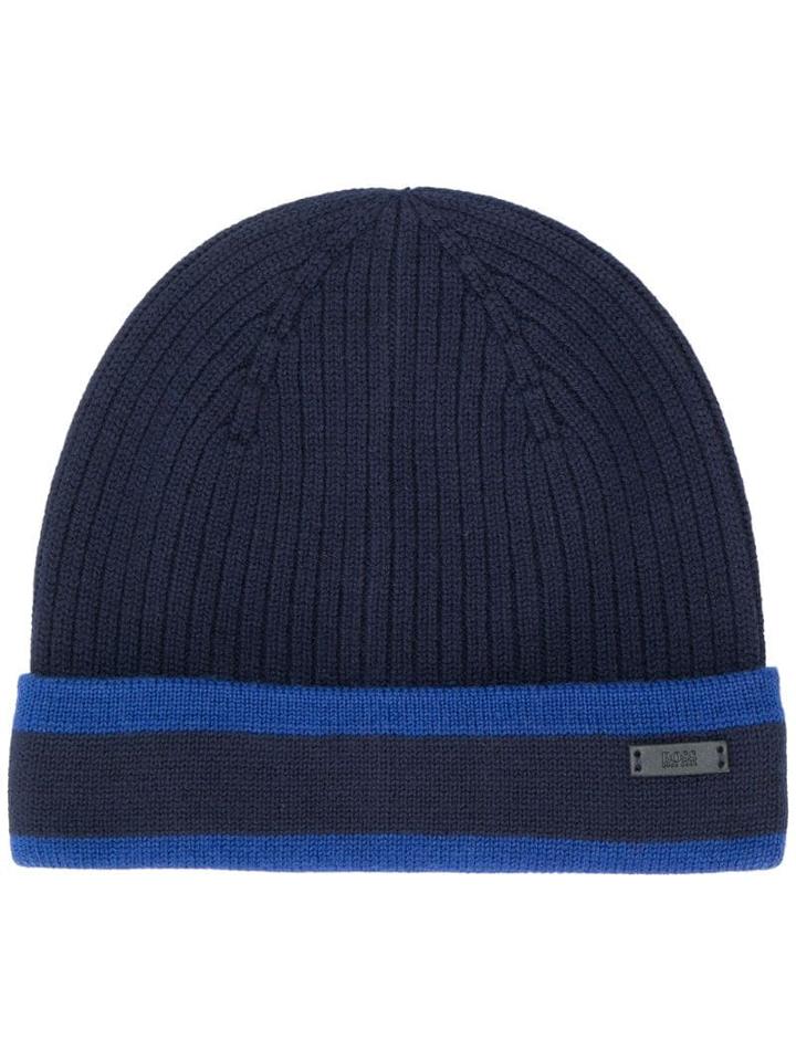 Boss Hugo Boss Ribbed Beanie Hat - Blue
