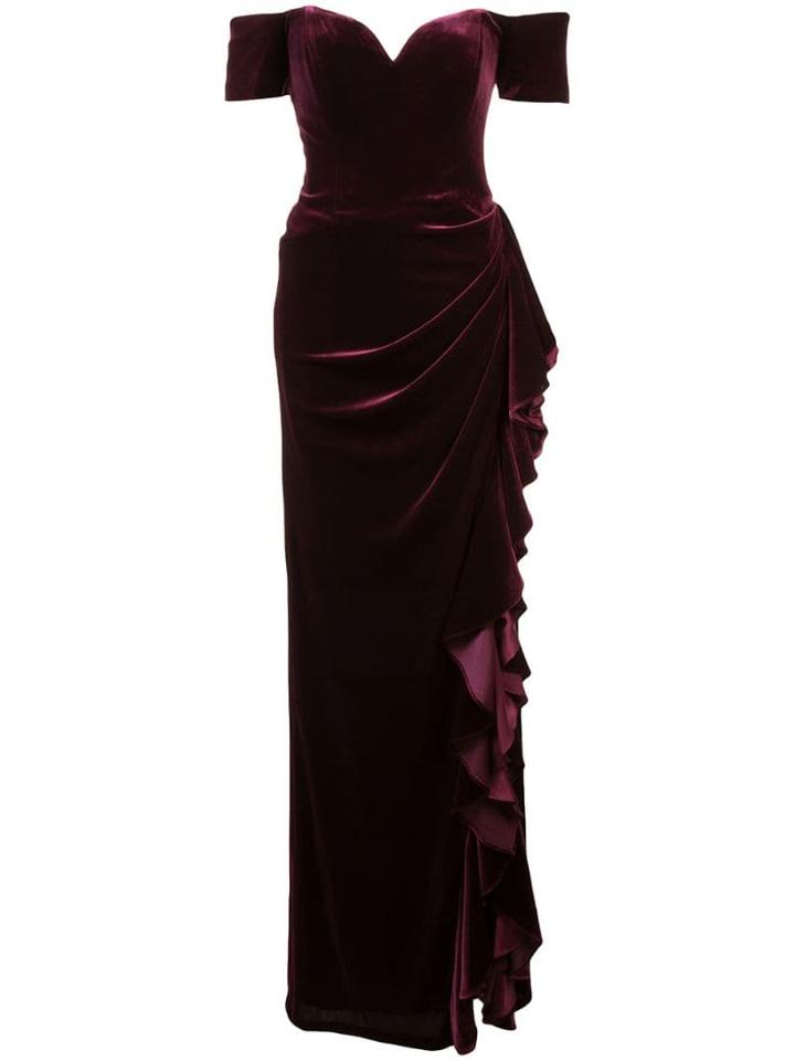 Badgley Mischka Off-shoulder Ruffle Gown - Pink