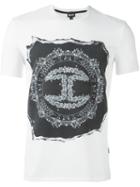 Just Cavalli Safety Pin Print T-shirt, Men's, Size: Large, White, Cotton/spandex/elastane