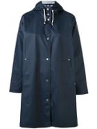 Stutterheim - Hooded Long Sleeve Raincoat - Women - Cotton/polyester/pvc - M, Blue, Cotton/polyester/pvc