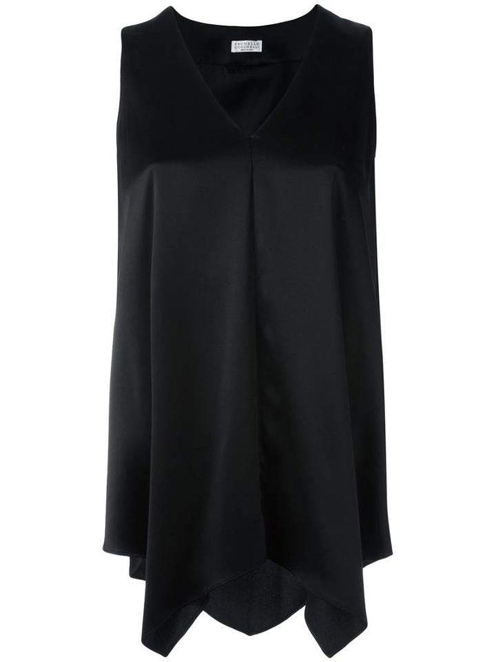 Brunello Cucinelli Asymmetric Tank Top, Women's, Size: Xl, Black, Silk/spandex/elastane