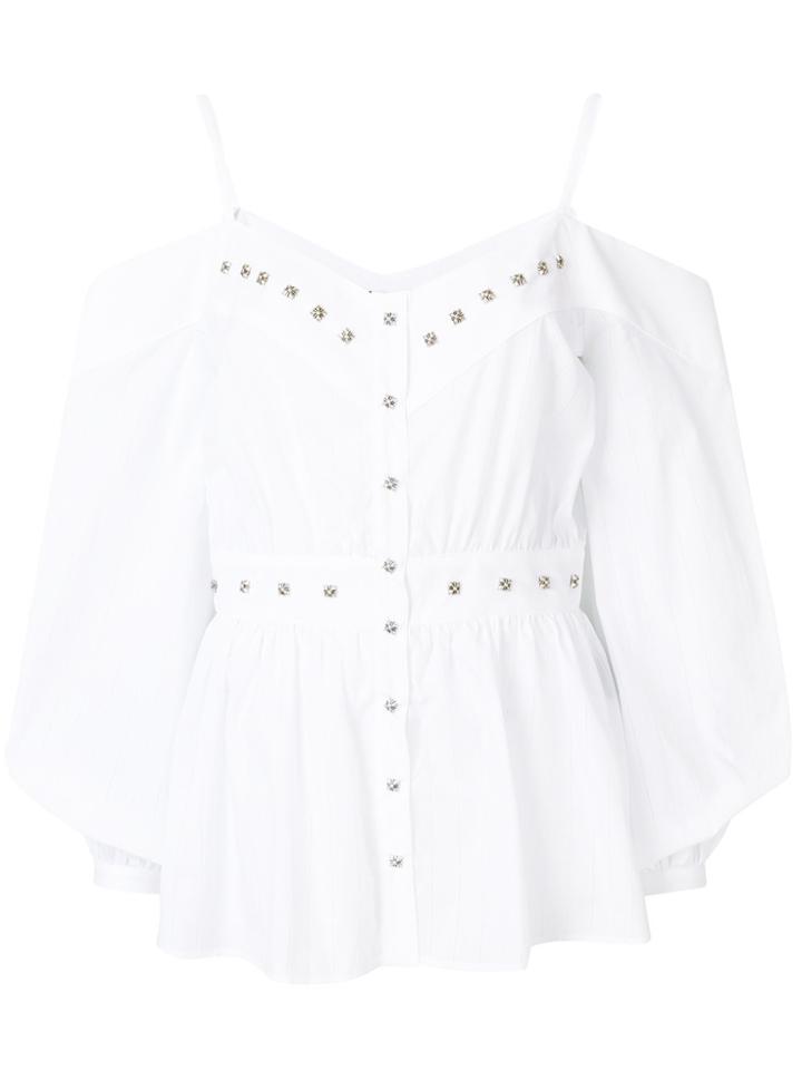 John Richmond Embellished Cold-shoulder Blouse - White