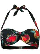 Dolce & Gabbana Heart Print Bikini Top - Black