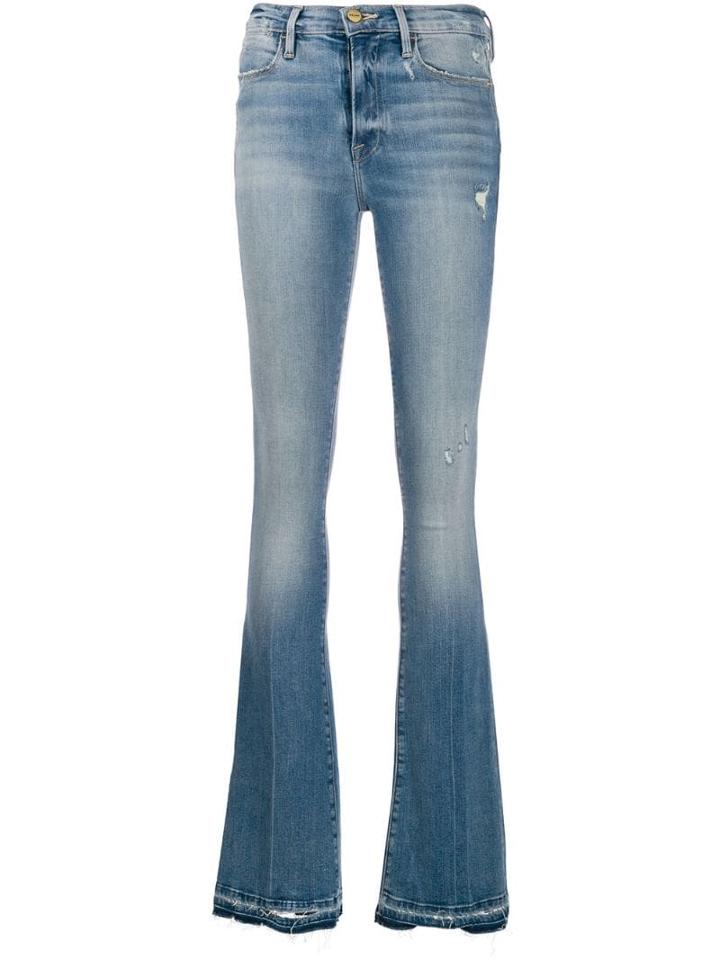 Frame Raw Edge Flared Trousers - Blue