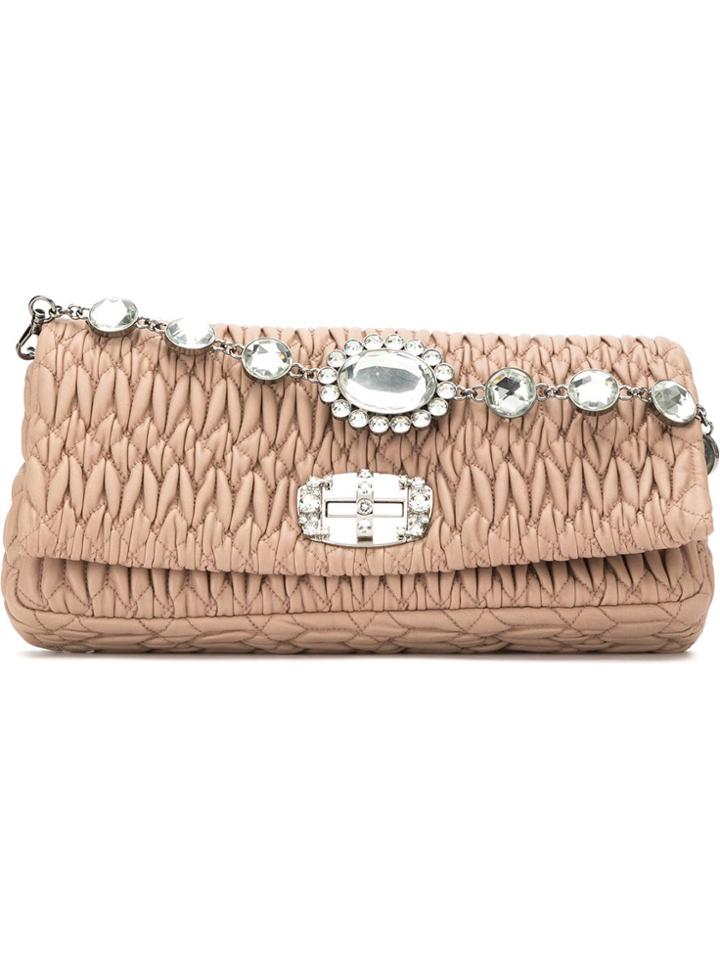 Miu Miu Matelassé Shoulder Bag - Neutrals