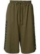 Juun.j Embroidered Track Shorts, Men's, Size: 48, Green, Cotton