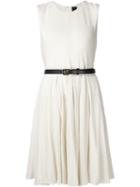 Vera Wang Sleeveless Belted Dress, Women's, Size: 6, White, Silk/cotton
