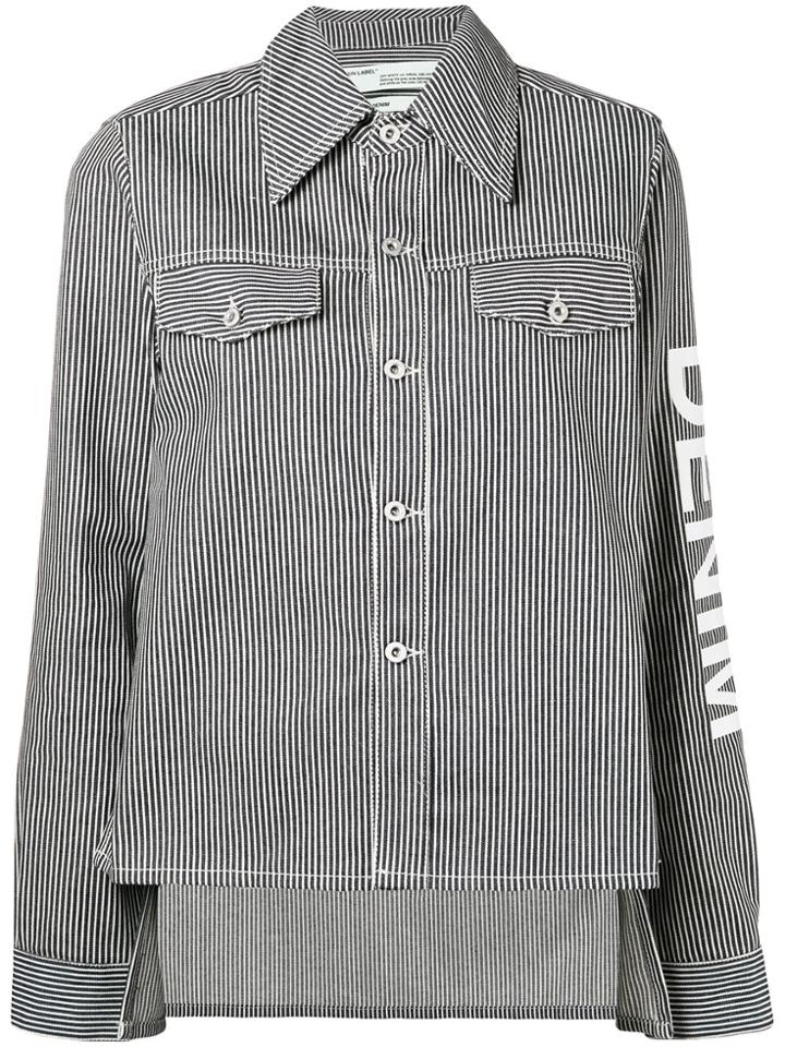 Off-white Striped Denim Jacket - Blue