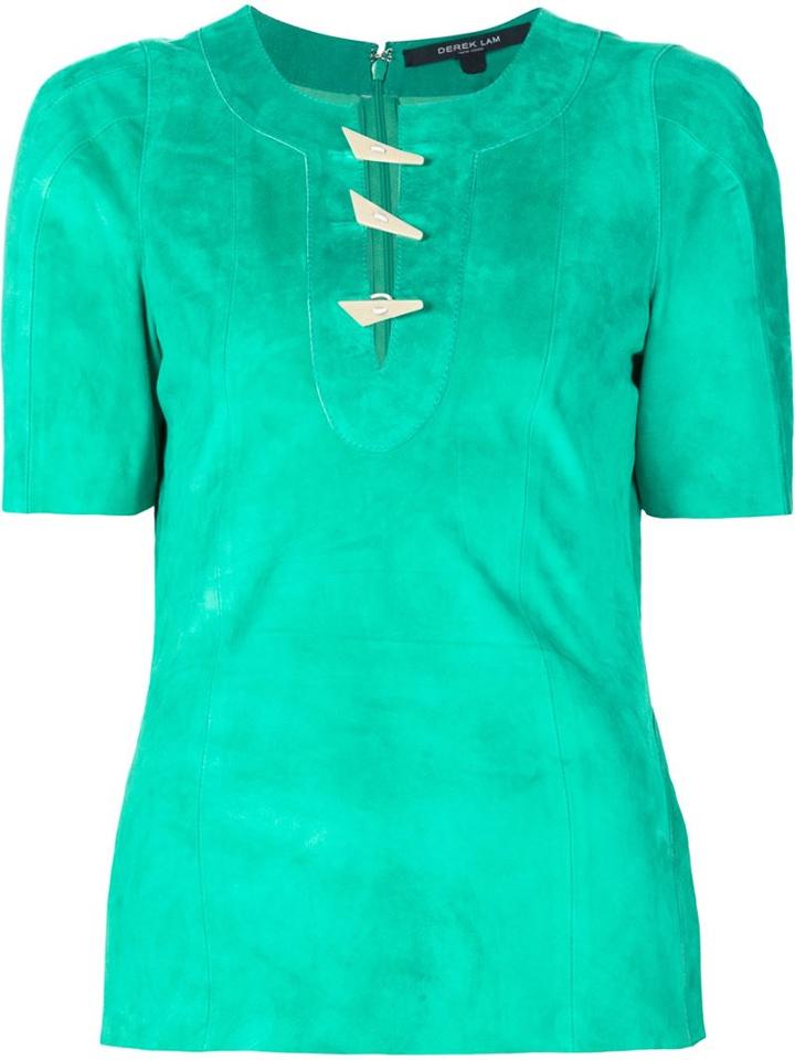 Derek Lam Toggle Fastening Top, Women's, Size: 40, Green, Calf Leather