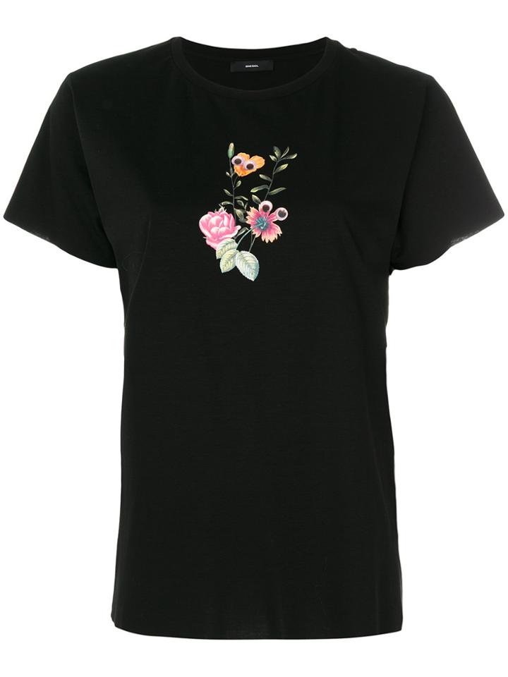 Diesel Floral Print T-shirt - Black