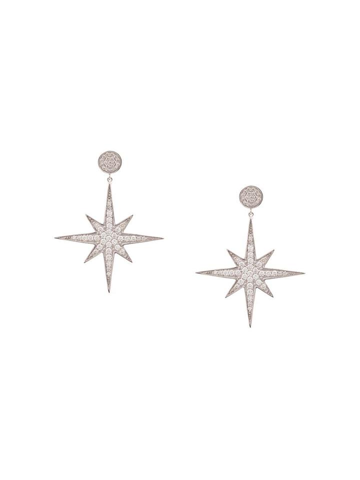 Sydney Evan 14kt White Gold Star Diamond Earrings - Silver