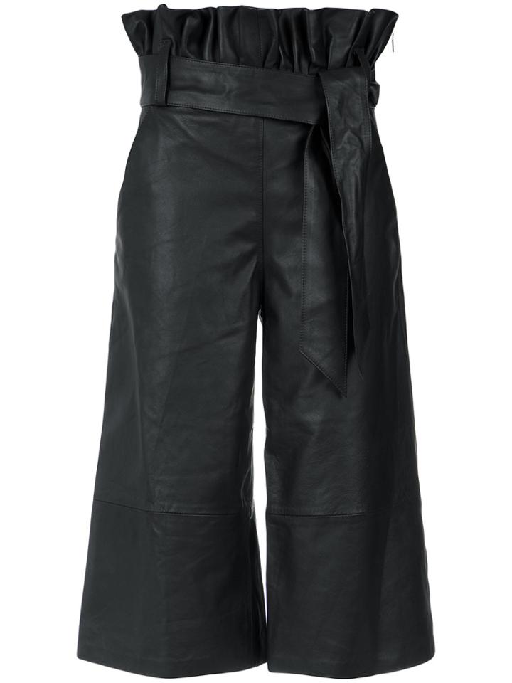 Olympiah Wide Leg Cropped Trousers - Black