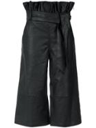 Olympiah Wide Leg Cropped Trousers - Black