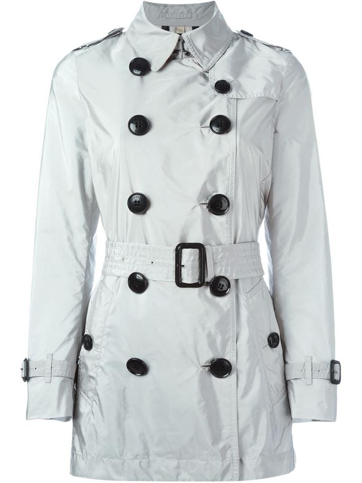 Burberry Brit Kerringdale Trench Coat, Women's, Size: 10, Grey, Polyamide/polyester/cupro/calf Leather