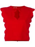 Giambattista Valli Scalloped Crop Top - Red